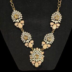Nude/White Crystal Art Deco Necklace